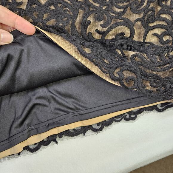 Tadashi Shoji Ada Dress Womens 10 Embroidered Lace Velvet Party Event Ruffle NEW - Picture 12 of 16